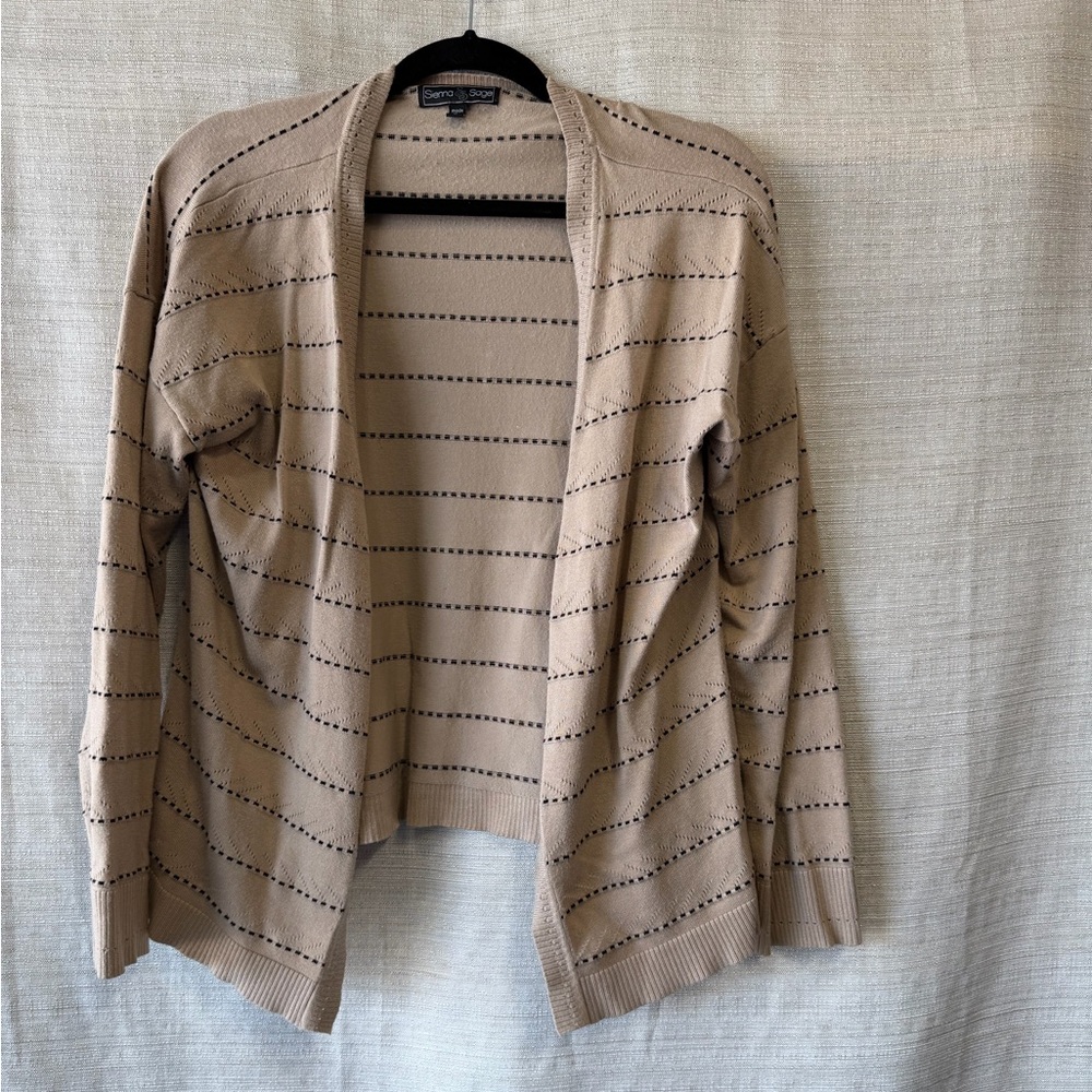 Elegant Tan Striped Women's Cardigan